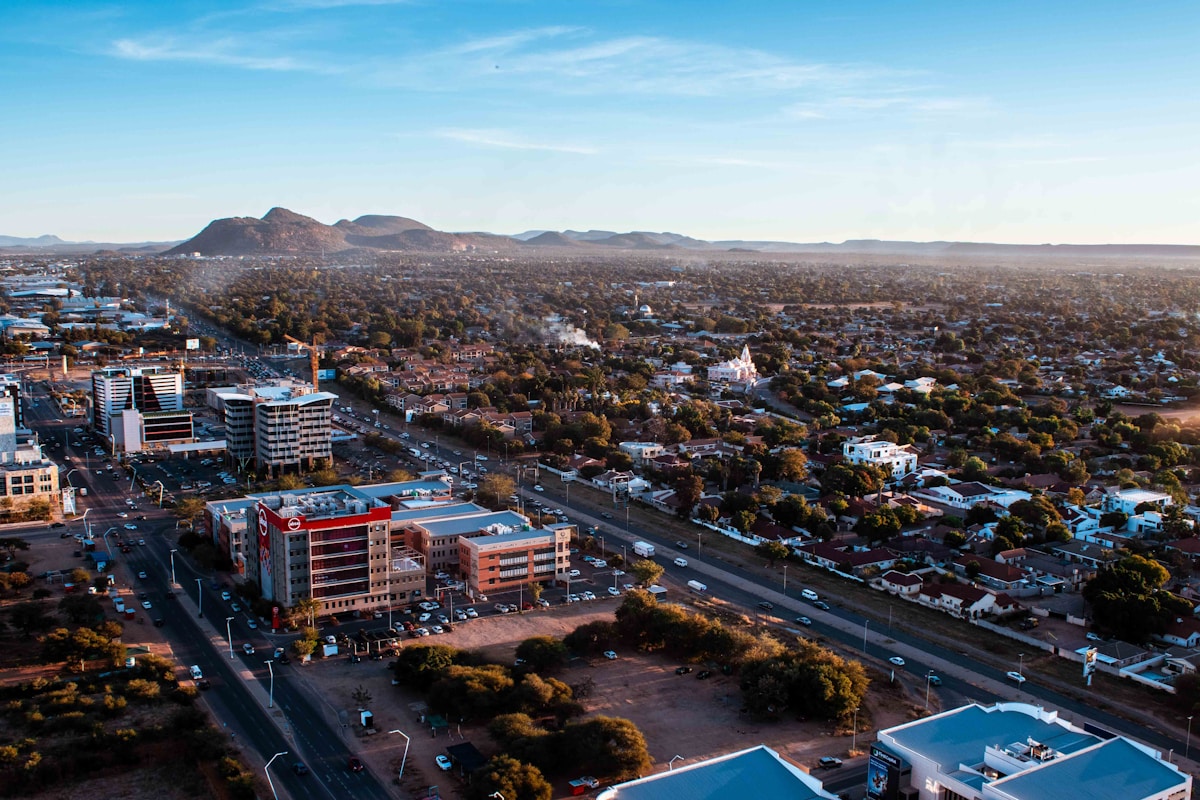 Aerial view of Gaborone central business district